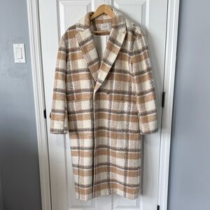 LOFT Tan and Cream Plaid Women's Trench Coat